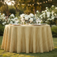 outdoor wedding reception with Accordion Crinkle Taffeta 120" Round Tablecloth - Gold