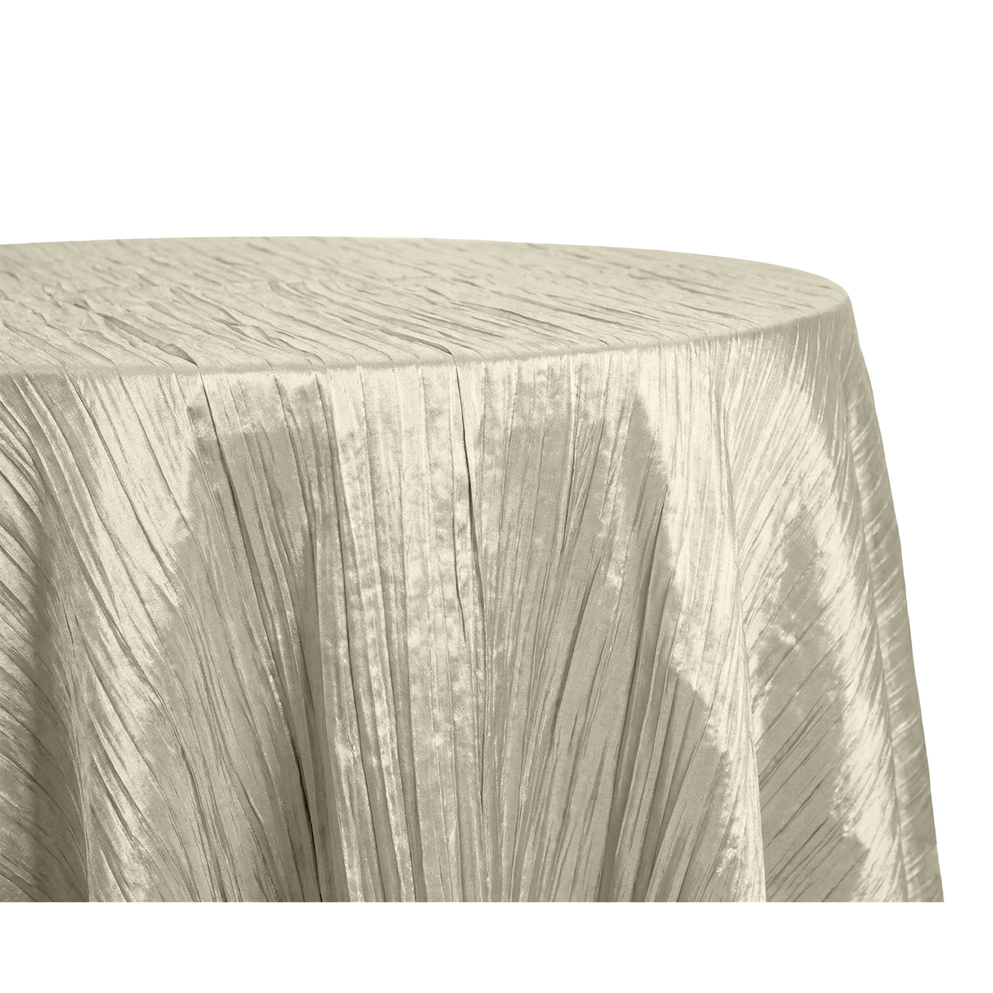 Accordion Crinkle Taffeta 120" Round Tablecloth Greenish Ivory close up