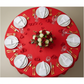 top view of Accordion Crinkle Taffeta 120" Round Tablecloth - Red