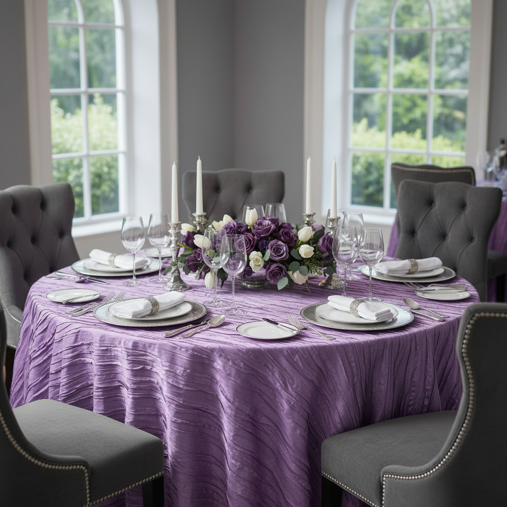 elegant dinner table with Accordion Crinkle Taffeta 120