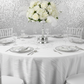 birthday setup with Accordion Crinkle Taffeta 120" Round Tablecloth - White
