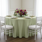 Accordion Crinkle Taffeta 132" Round Tablecloth - Sage Green | charger plate | napkin | wine goblets | centerpiece |