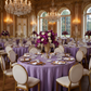 royal palace themed celebration with Accordion Crinkle Taffeta 132" Round Tablecloth - Victorian Lilac/Wisteria