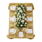 Accordion Crinkle Taffeta 90"x132" Rectangular Tablecloth - Gold with gold charger plate | white napkin | flower premade runner | wine goblets