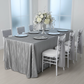 Accordion Crinkle Taffeta 90"x132" Rectangular Tablecloth - Silver | flower centerpiece | charger plate | chiavari chair | chair sash |