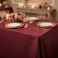 Accordion Crinkle Taffeta 90"x156" Rectangular Tablecloth - Burgundy | charger plate | wine goblets |  