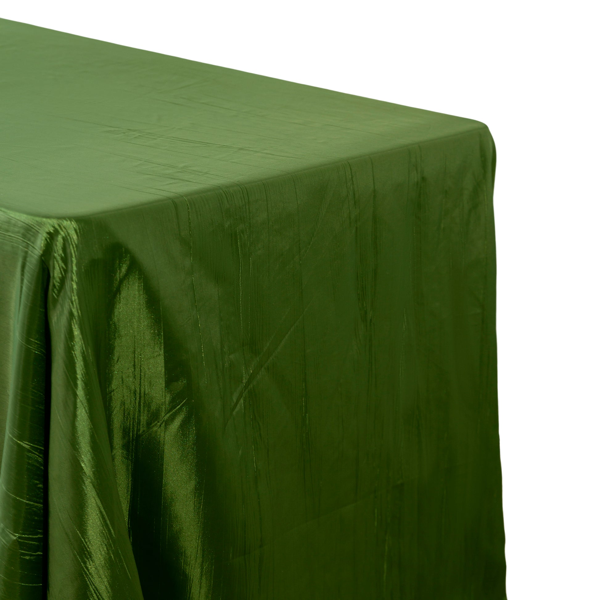 Accordion crinkle taffeta rectangular tablecloth willow green angled view