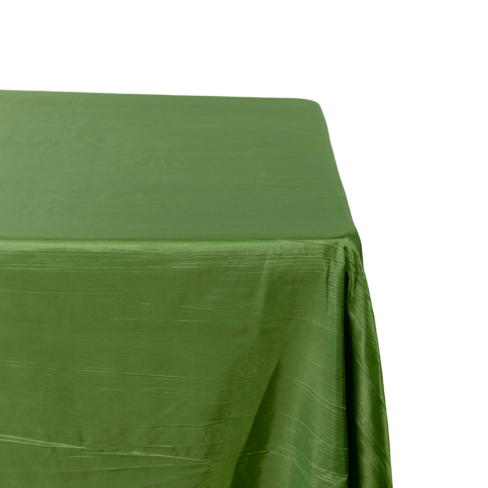 Accordion crinkle taffeta rectangular tablecloth willow green corner view