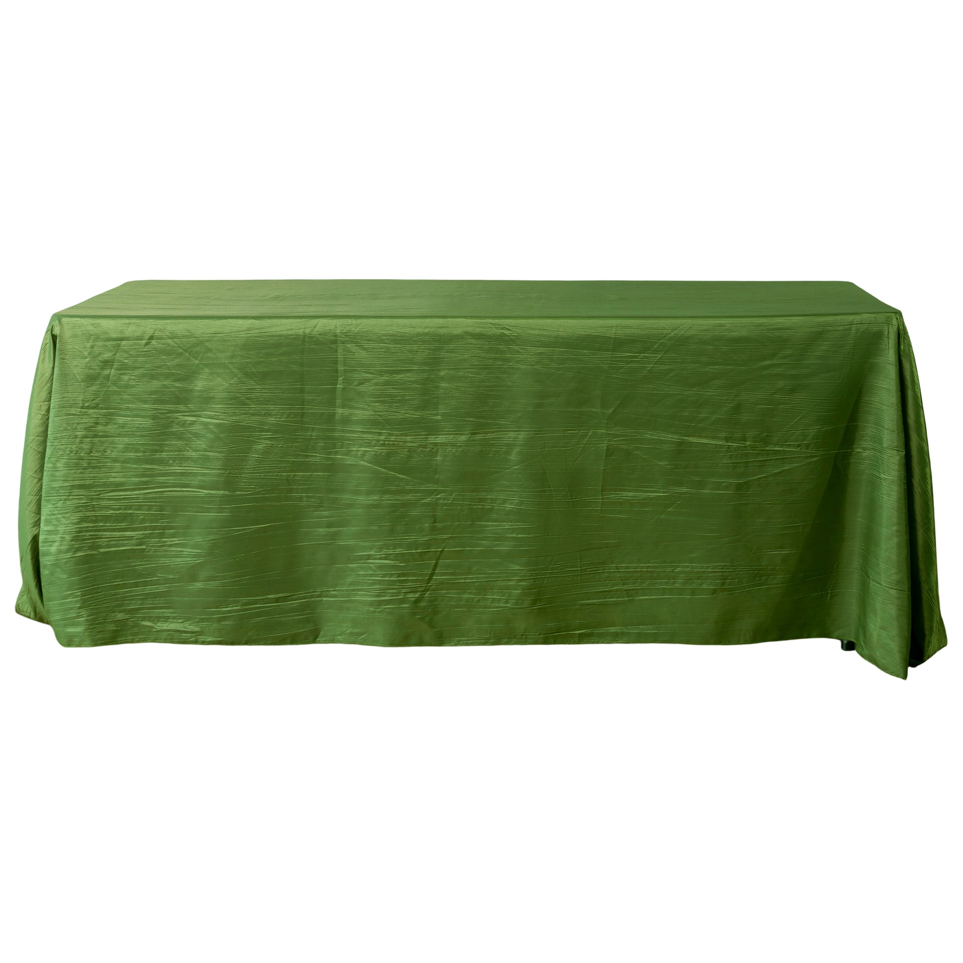 Accordion crinkle taffeta rectangular tablecloth willow green front view
