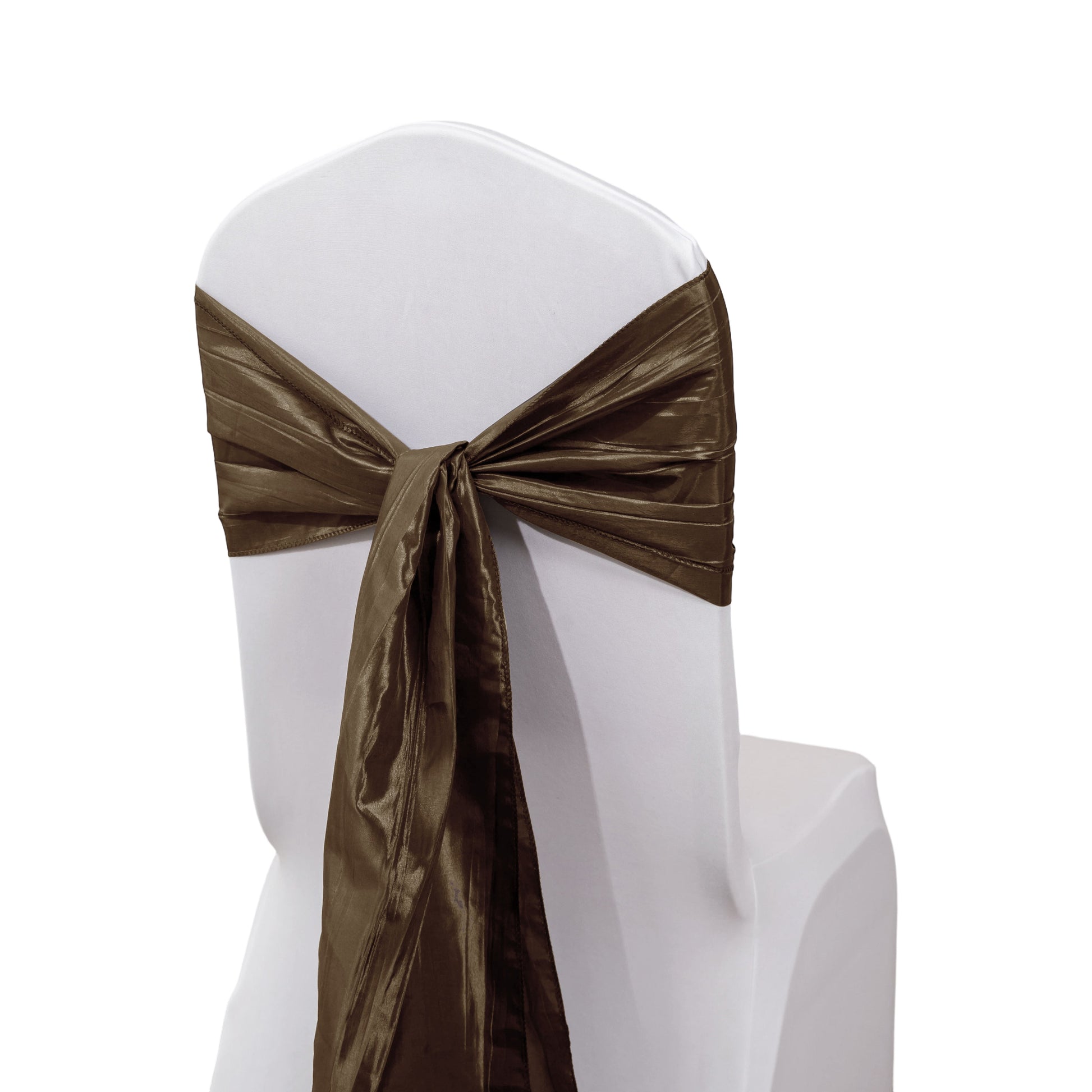 Accordion Crinkle Taffeta Chair Sash Chocolate - CV Linens