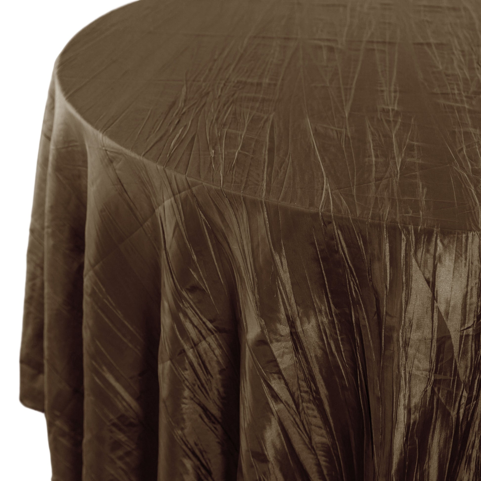 Accordion Crinkle Taffeta Round Tablecloth Chocolate close up