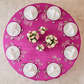 birds eye view of the Accordion Crinkle Taffeta Round Tablecloth Fuchsia 