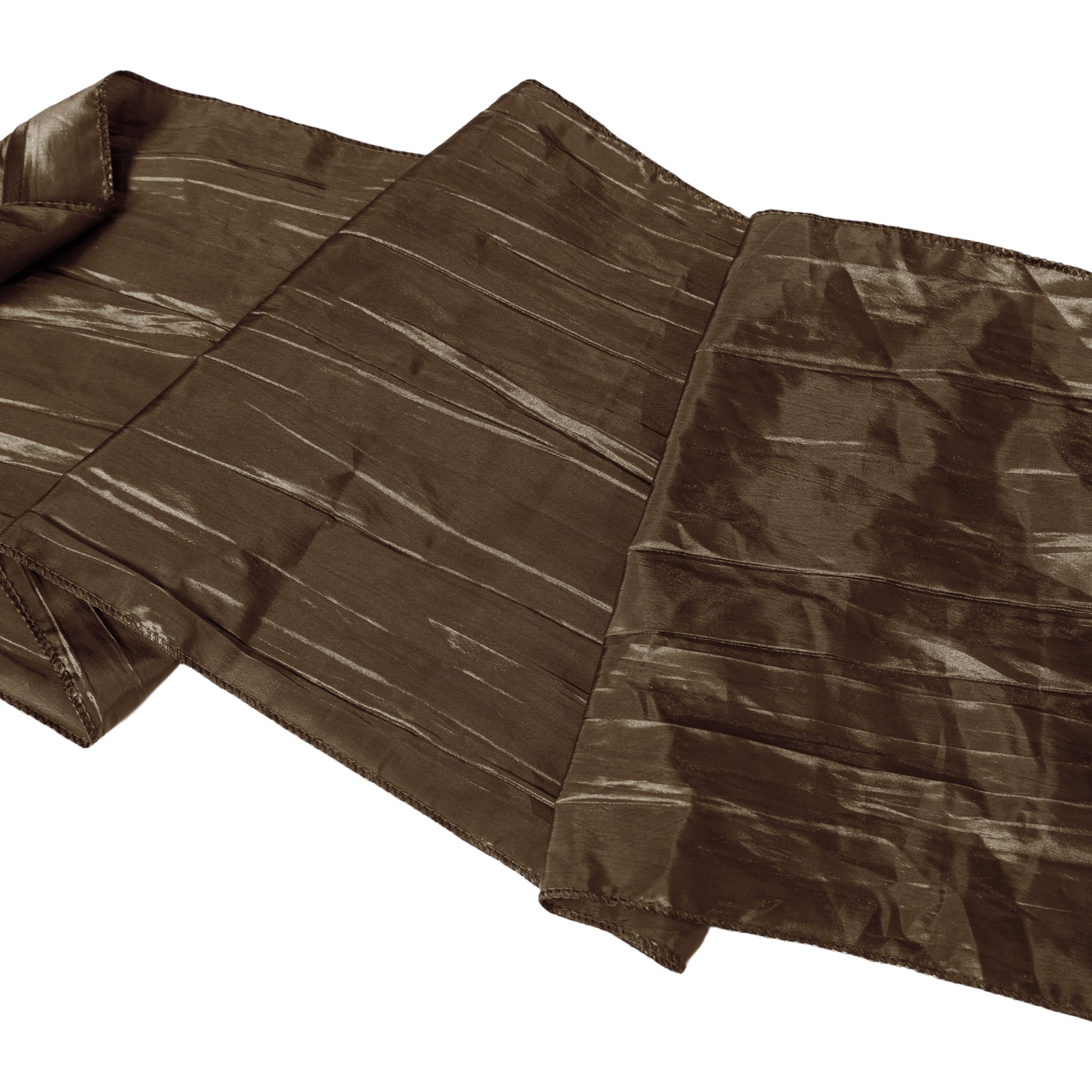 Accordion Crinkle Taffeta Table Runner Chocolate serged edge