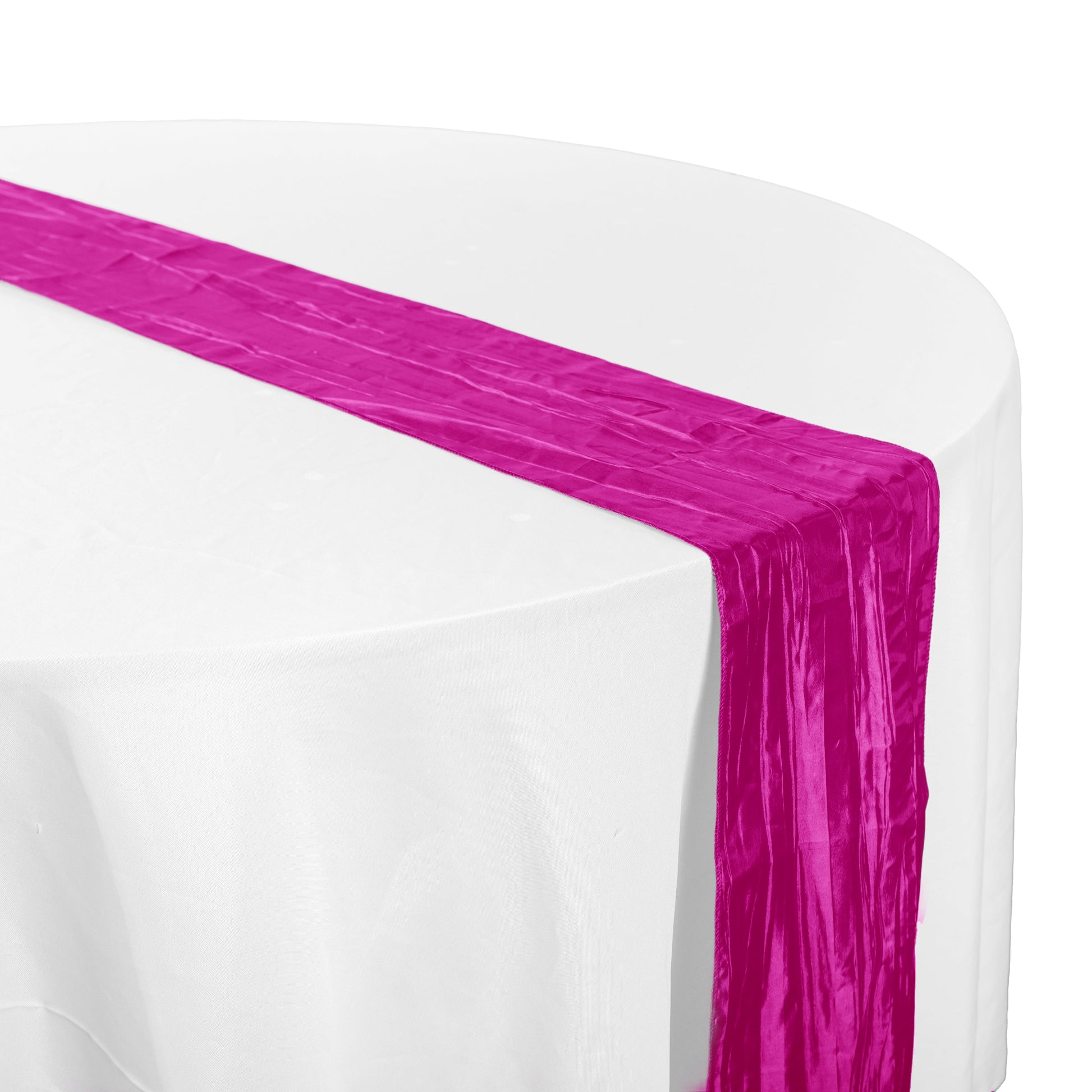 Accordion Crinkle Taffeta Table Runner Fuchsia angled view