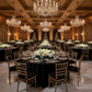 corporate anniversary setup with Acrylic Beaded 13" Round Charger Plate - Black Trim