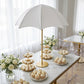 Adjustable Umbrella Centerpiece Stand with White Cover on a dessert table 