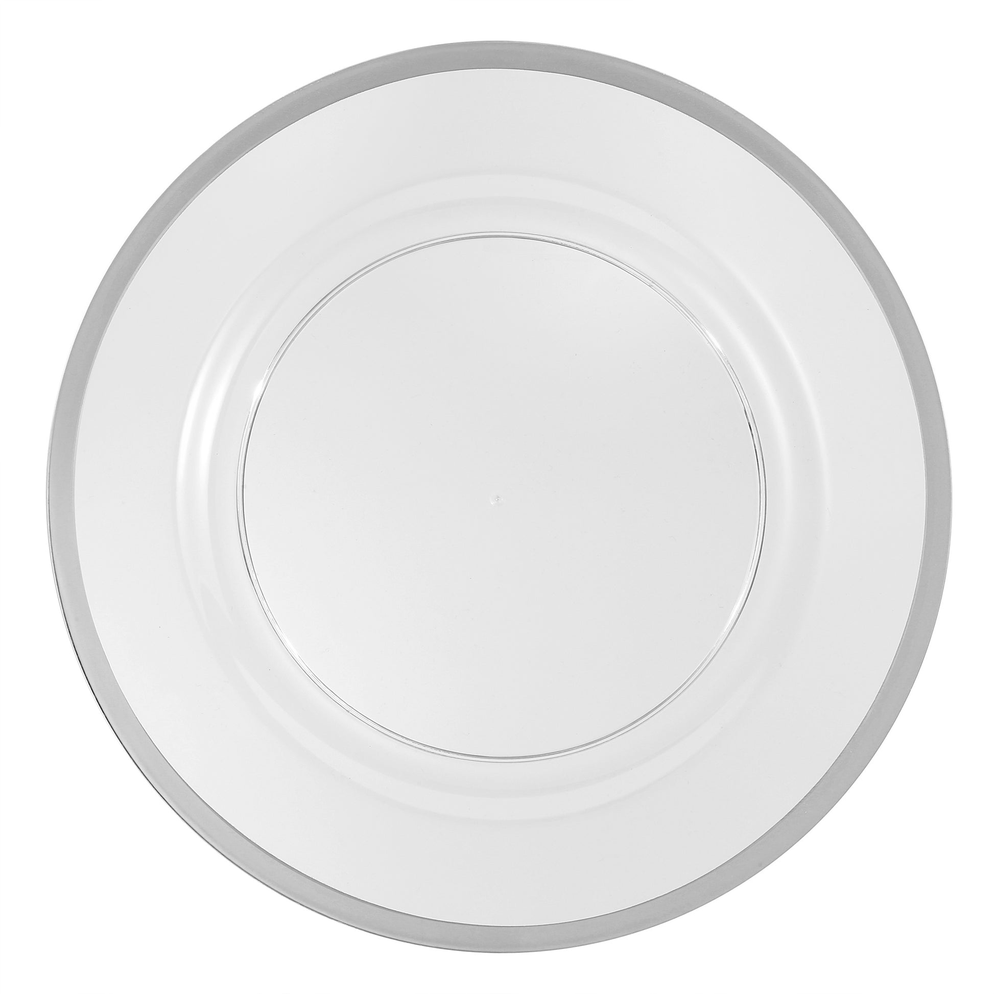Alpine Acrylic Charger Plate - Silver Trim - CV Linens