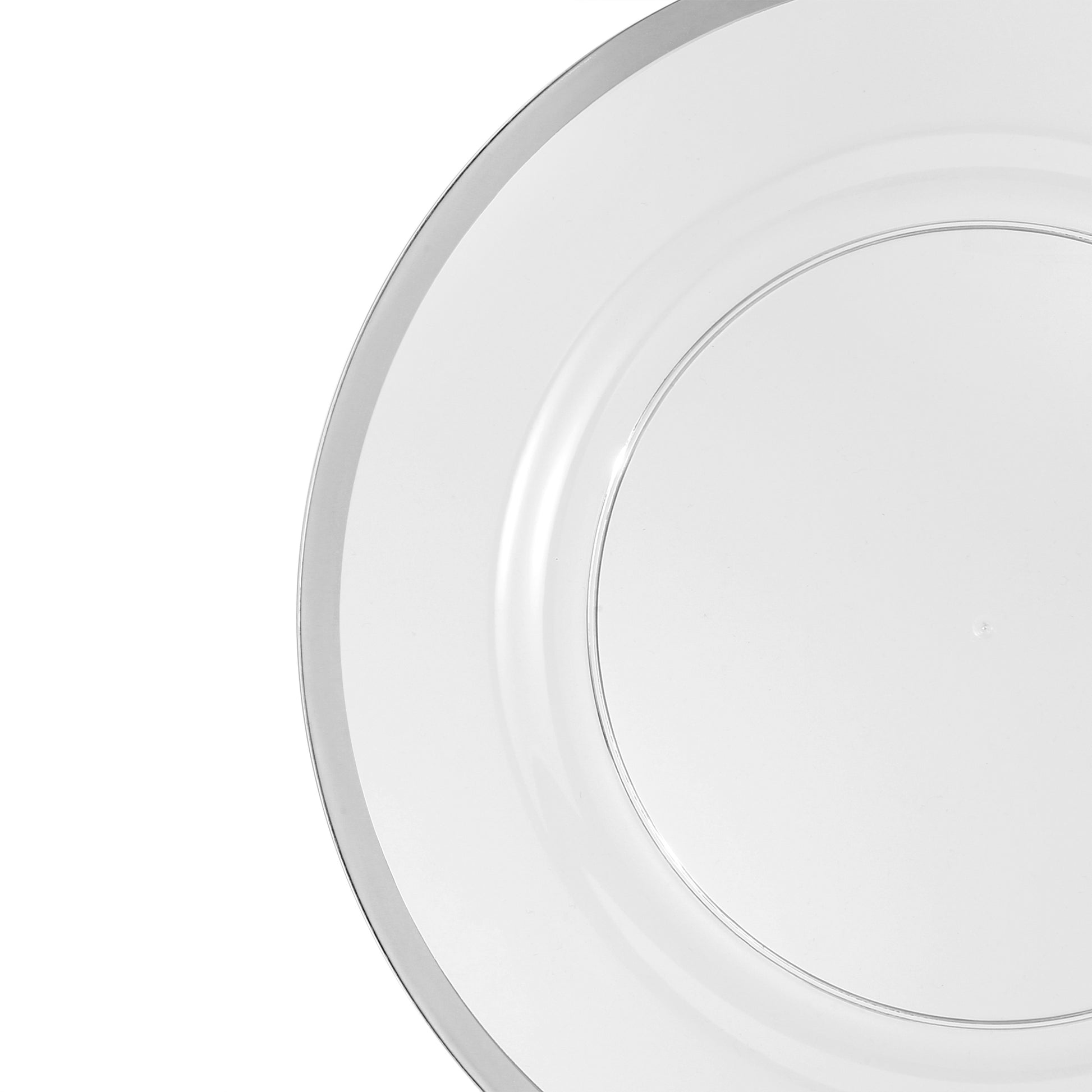 Alpine Acrylic Charger Plate - Silver Trim - CV Linens