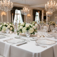 wedding reception with Alpine Glass Charger Plate - Silver trim