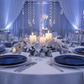 winter wonderland gala with Alpine Glass Charger Plate - Silver trim