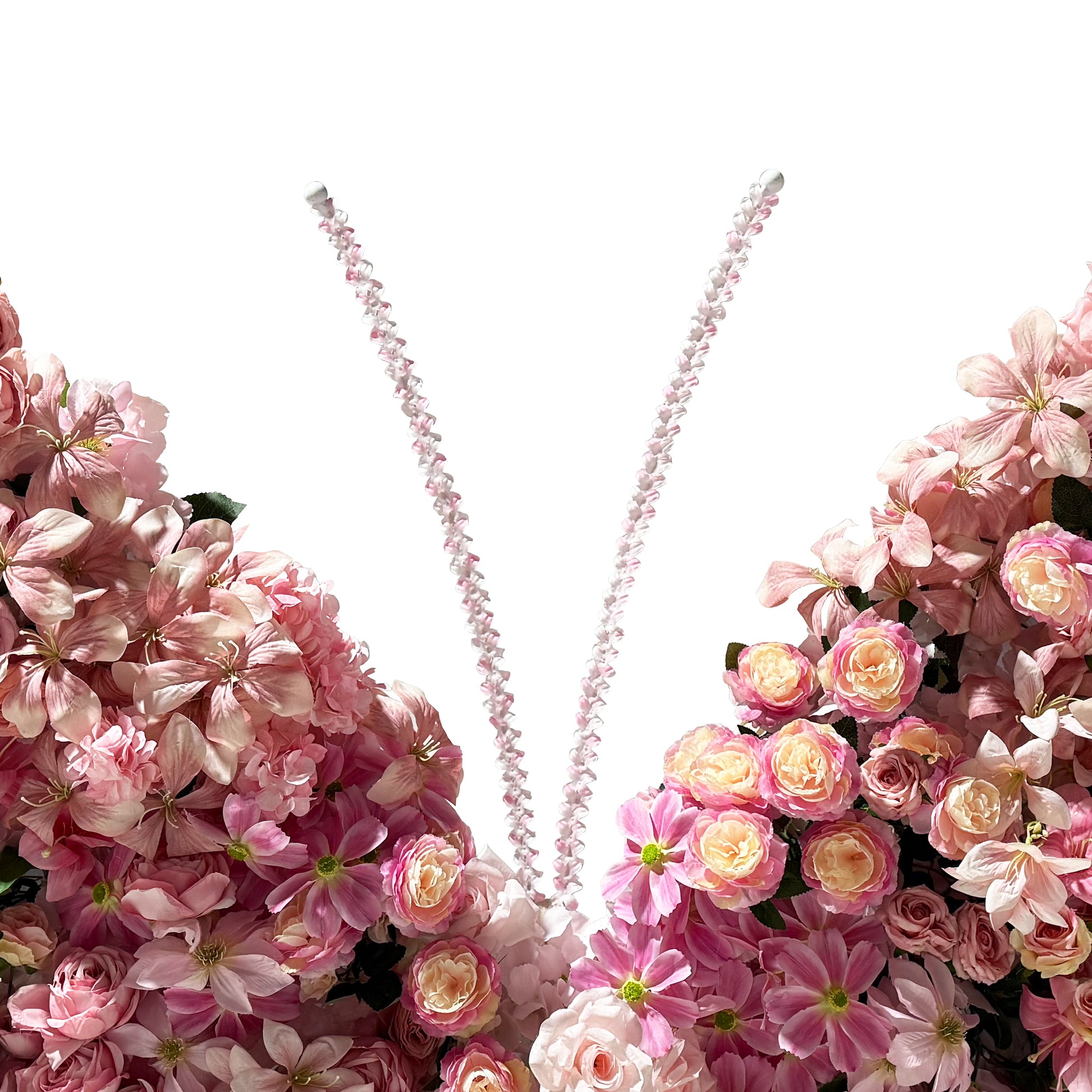 Artificial 3D Floral for Butterfly Backdrop Stand Pink antenna close up