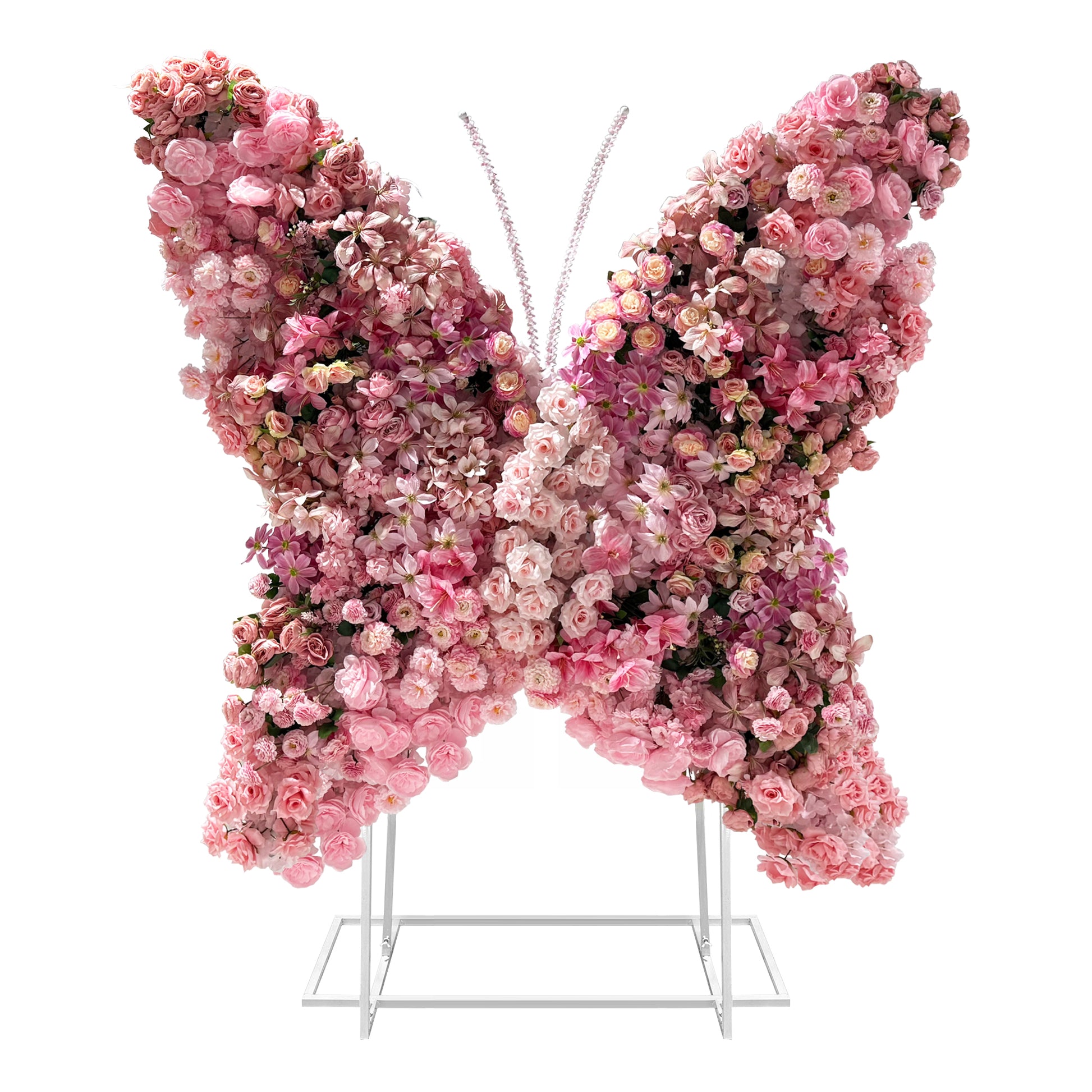 Artificial 3D Floral for Butterfly Backdrop Stand Pink front view