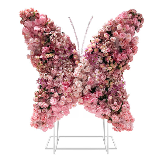 Artificial 3D Floral for Butterfly Backdrop Stand Pink front view