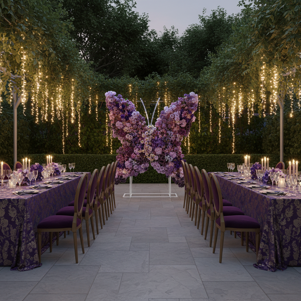 Artificial 3D Floral for Butterfly Backdrop Stand - Purple