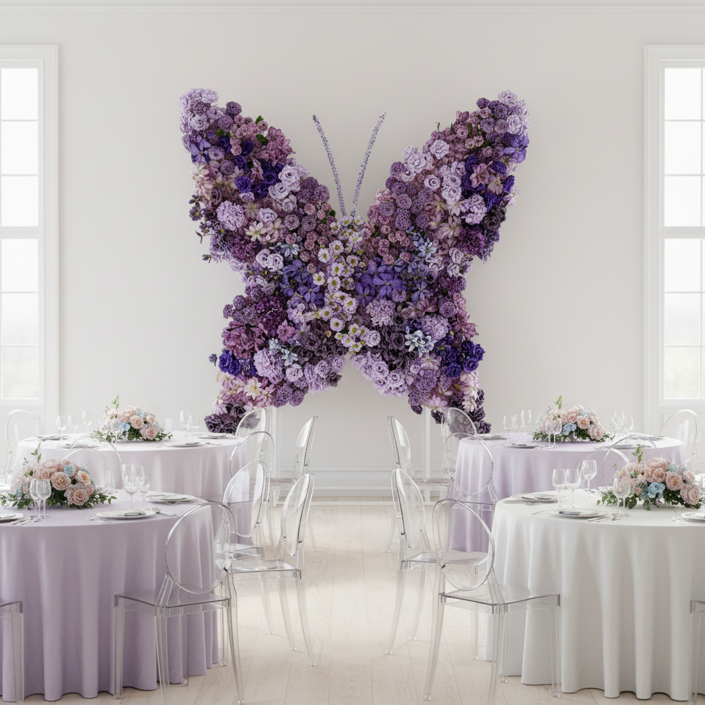 Artificial 3D Floral for Butterfly Backdrop Stand - Purple