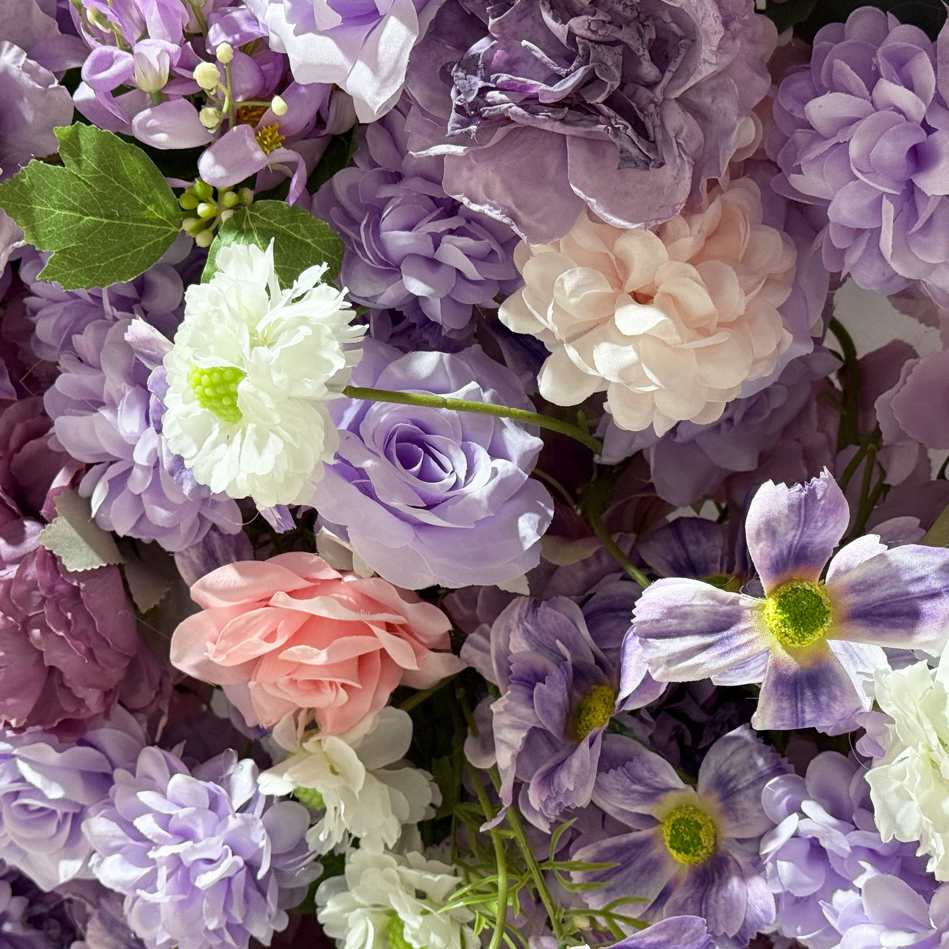 Artificial 3D Floral for Butterfly Backdrop Stand Lavender/Pink close up  mixed florals
