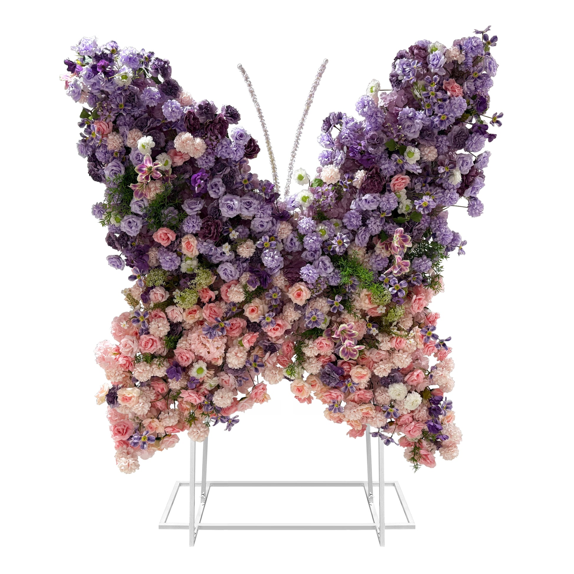 Artificial 3D Floral for Butterfly Backdrop Stand Lavender/Pink front view