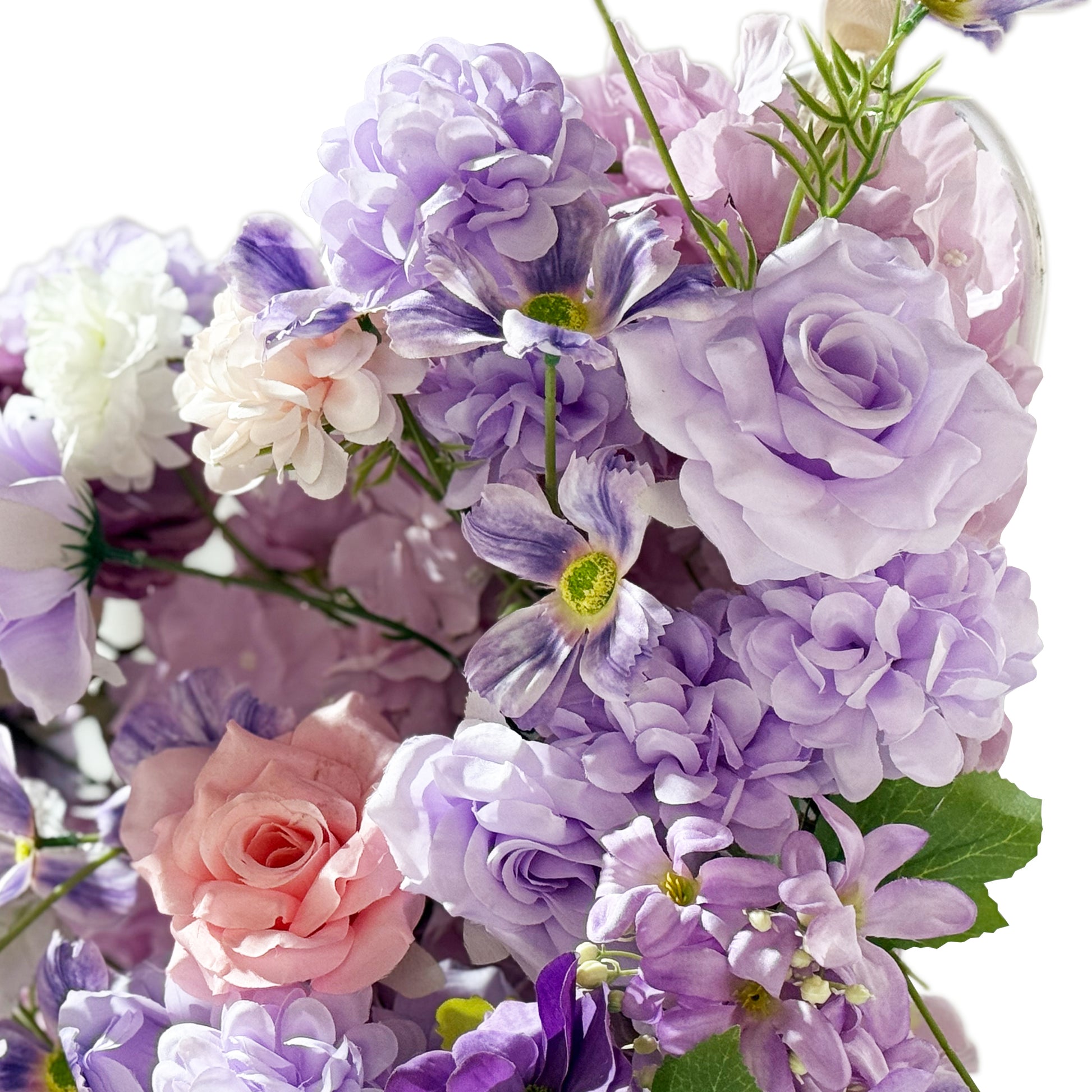 Artificial 3D Floral for Butterfly Backdrop Stand Lavender/Pink mixed florals consisting of daisies, roses, hydrangeas and greens