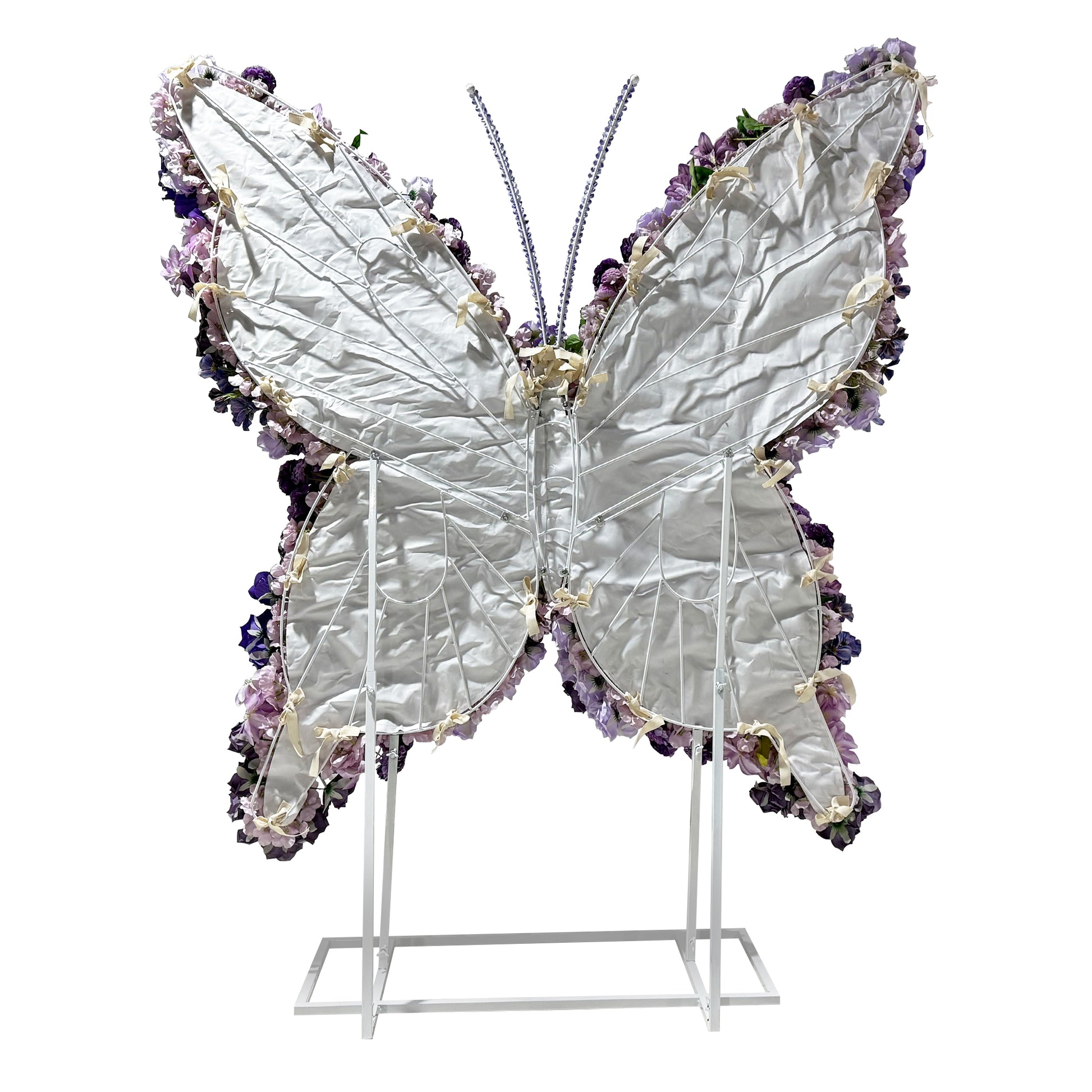 Artificial 3D Floral for Butterfly Backdrop Stand Purple back view
