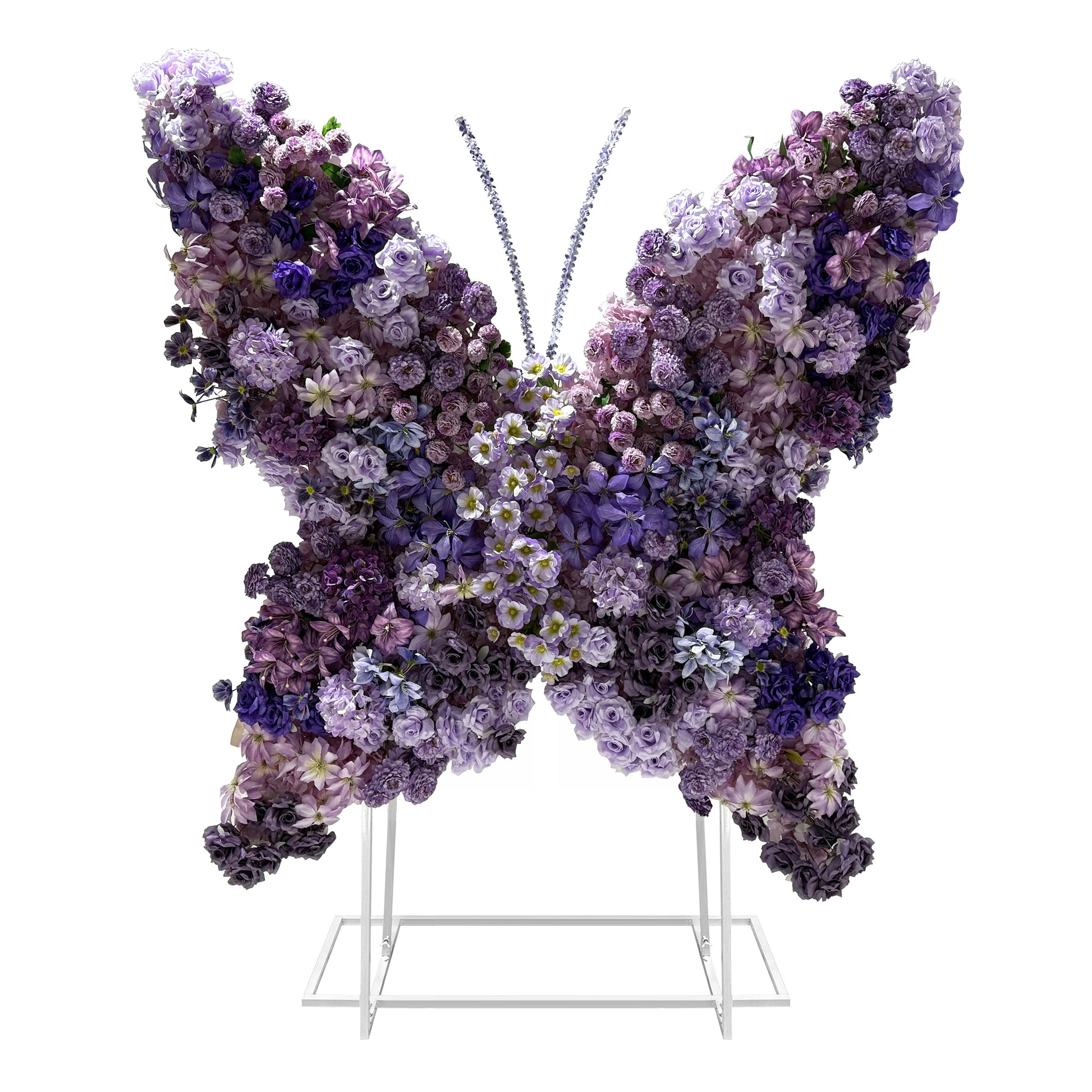 Artificial 3D Floral for Butterfly Backdrop Stand Purple front view
