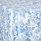 Baby Blue French Toile Print Rectangular Tablecloth 108"x156" close up 
