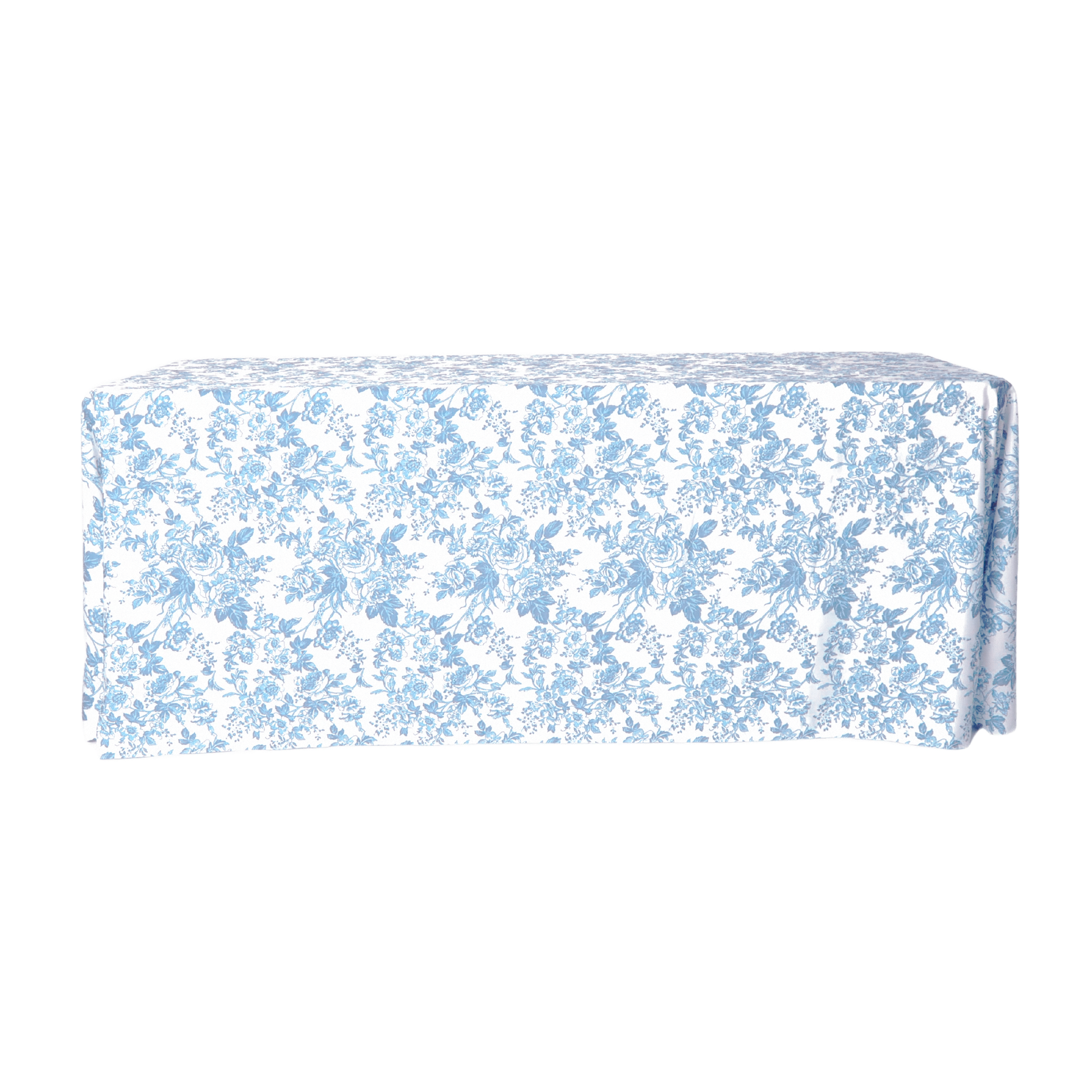 Baby Blue French Toile Print Rectangular Tablecloth 108"x156" - CV Linens