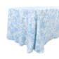 Baby Blue French Toile Print Rectangular Tablecloth 108"x156" close up