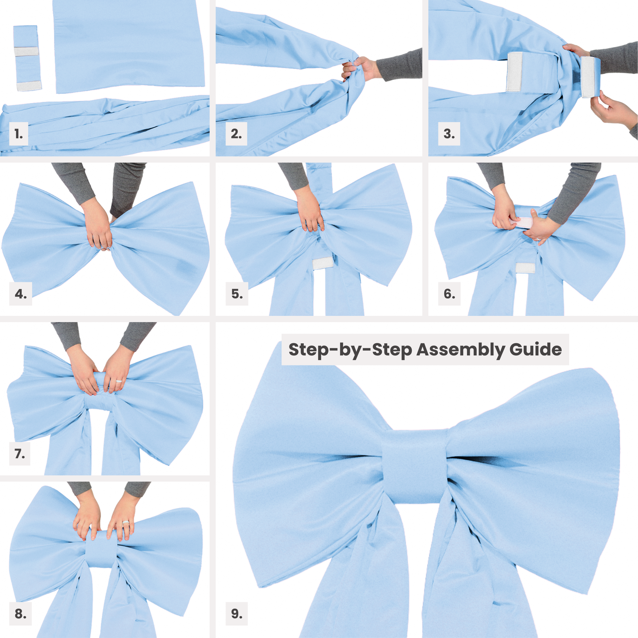 Giant Bow Backdrop Baby Blue assembly infographic