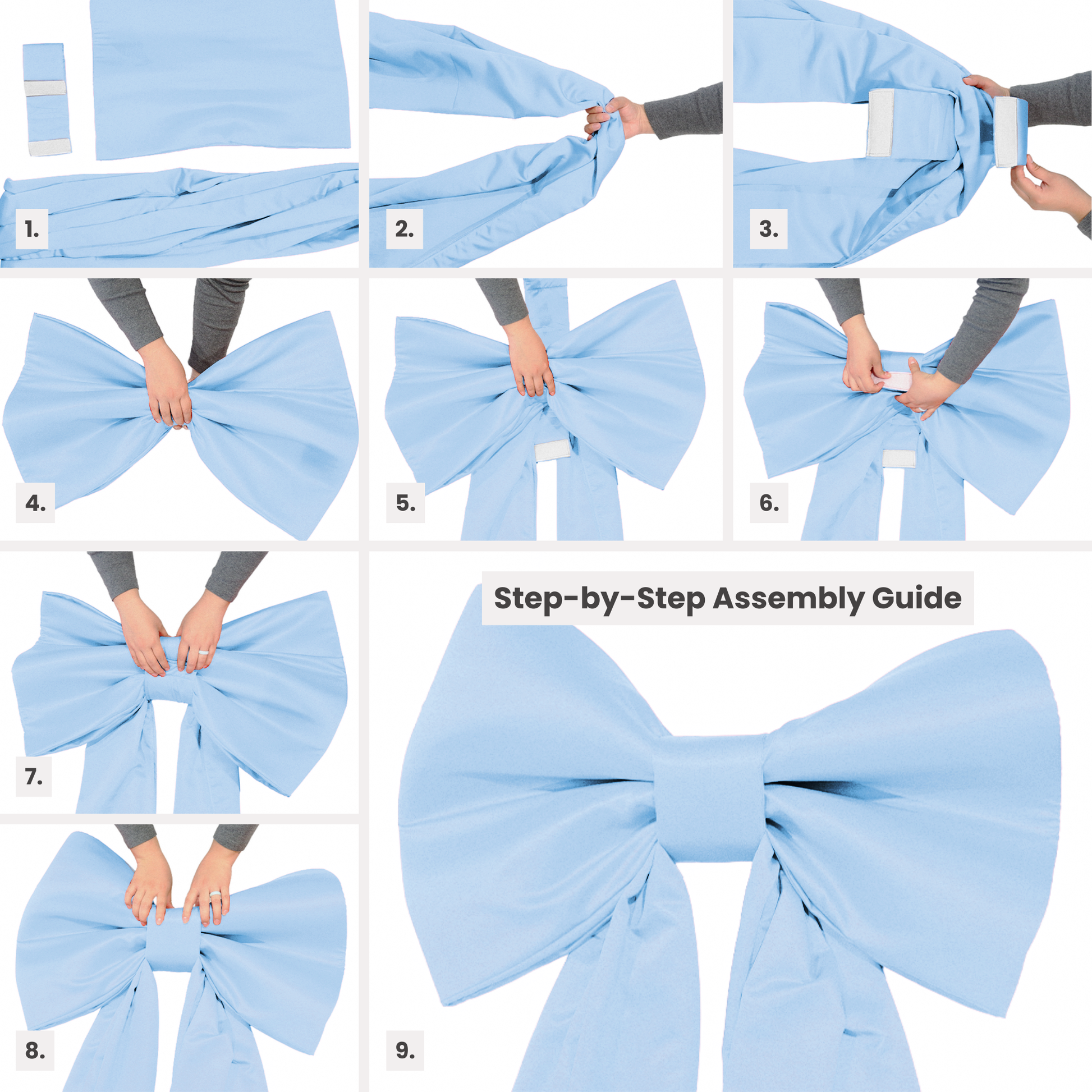 Giant Bow Backdrop Baby Blue assembly infographic