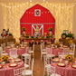 farm themed birthday celebration with Barn Farm Backdrop Stand - Silver