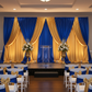 Base stand 24" x 24" x 3/8" for slip fit system(Fits set C) - Black for graduation stage setup with royal blue ang gold drapes