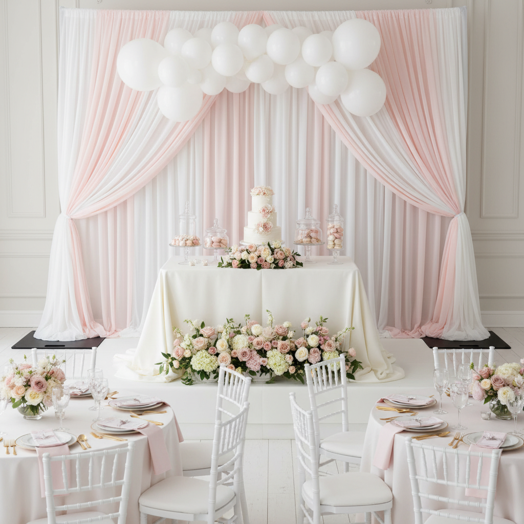 Base stand 24" x 24" x 3/8" for slip fit system(Fits set C) - Black for bridal shower with pink and white drapes