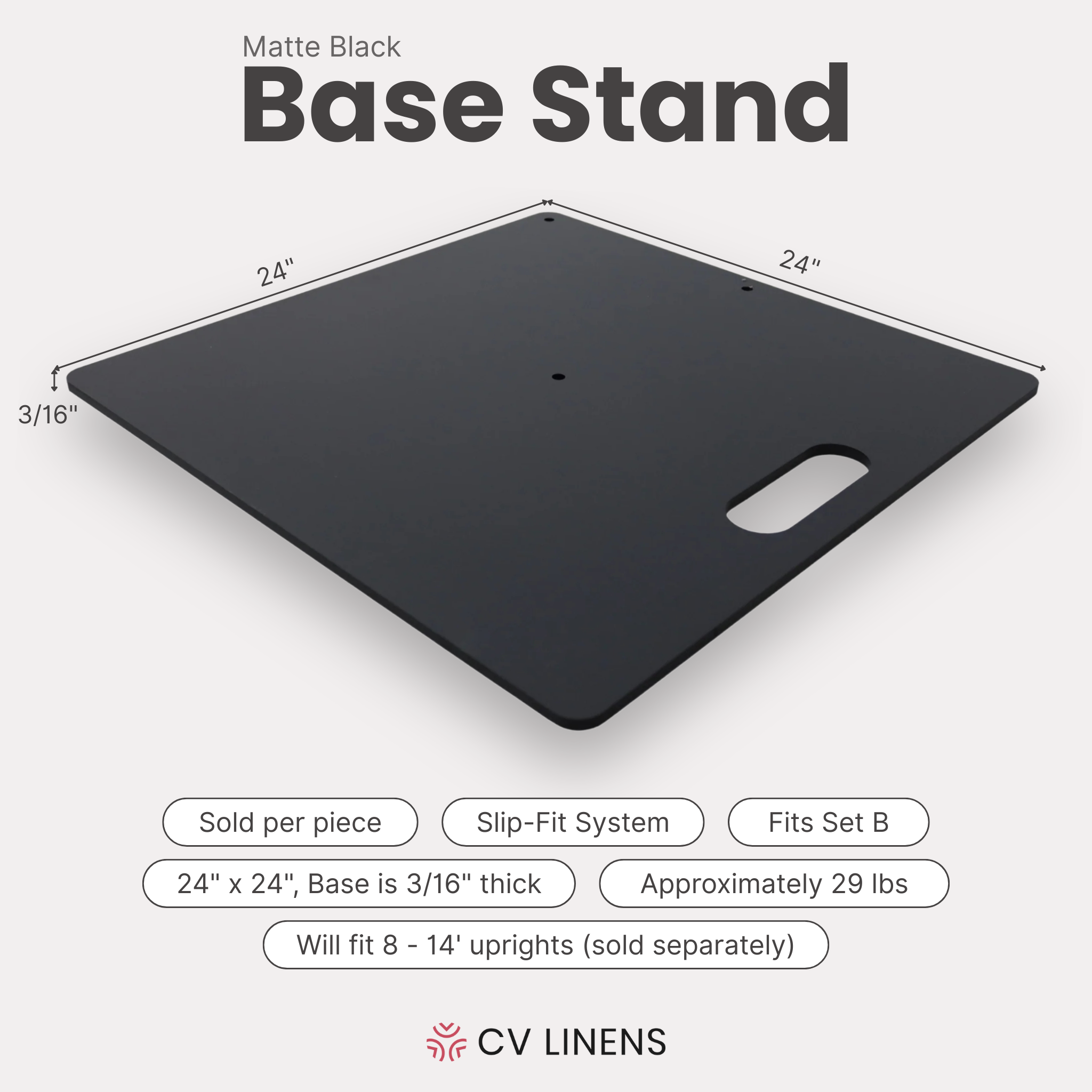 Pipe and Drape Base Stand 24x24 - Black - CV Linens™