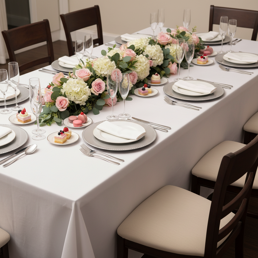 Beaded Round 13" Charger Plates - Silver with white dinner plate | white napkin 