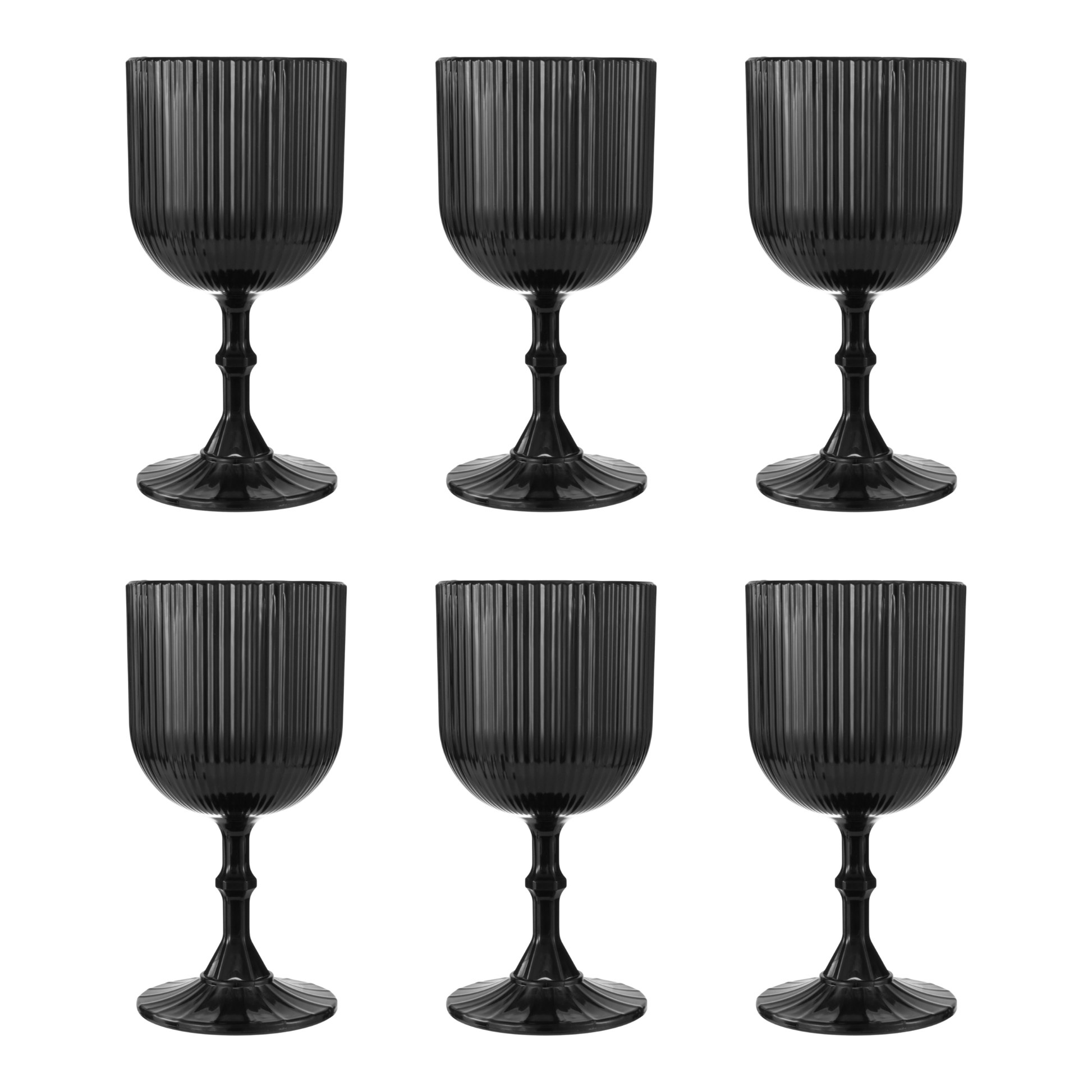 Black Acrylic 11oz Wine Goblets Ripple Design (6 pcs/pk) bundle 