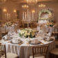 wedding reception with Black Braided Rim Glass Charger Plate