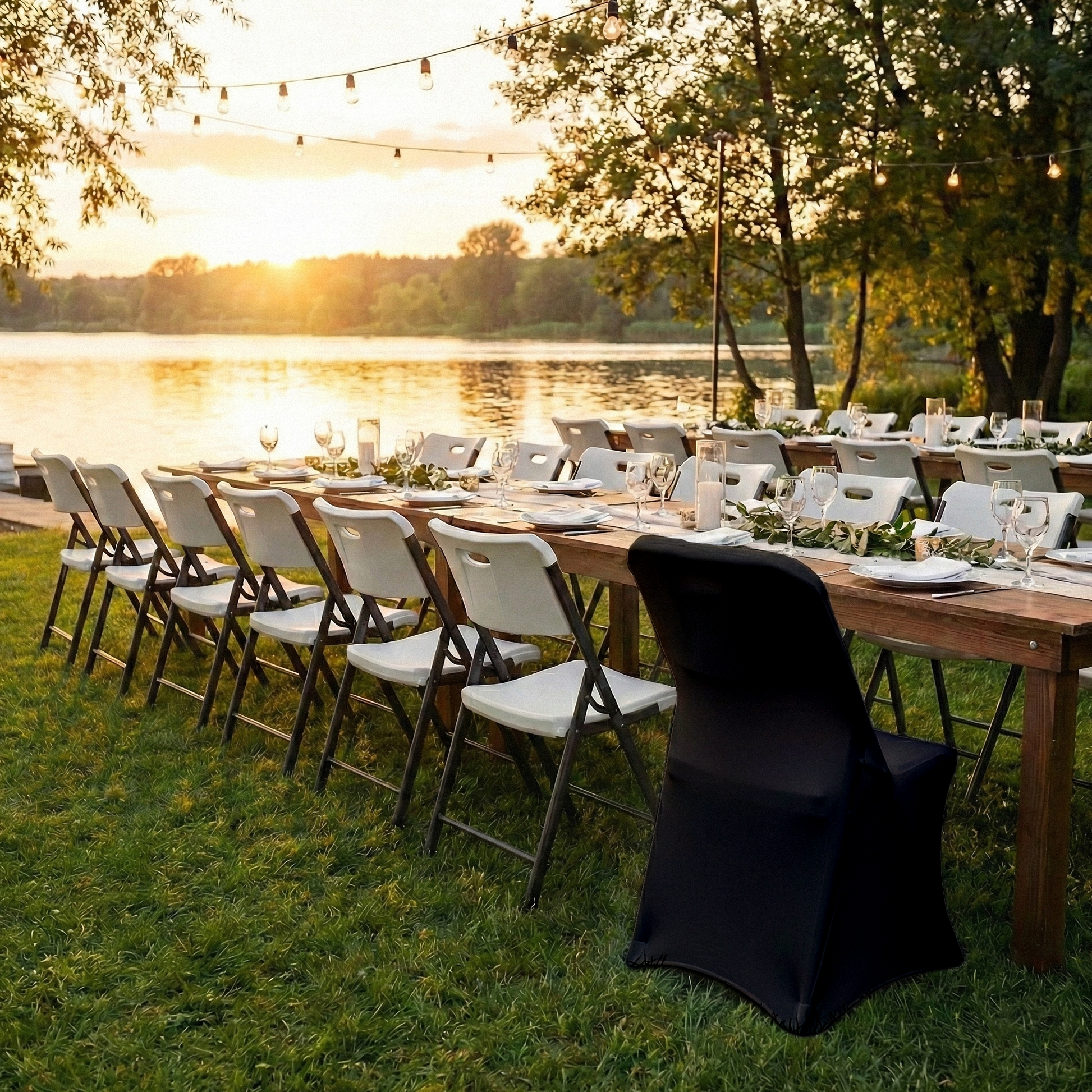 Contemporary LIFETIME folding chair Cover White showing on the square edge contemporary chair outdoor setting