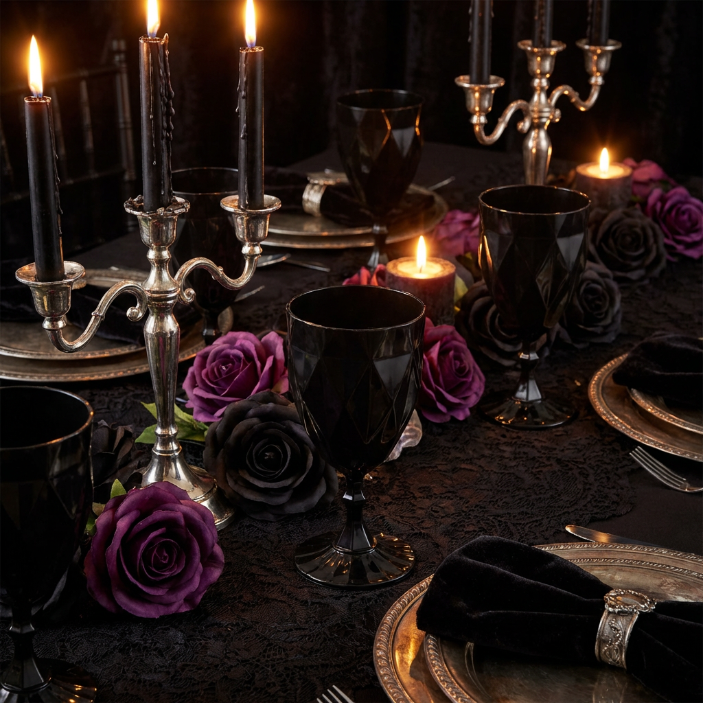 Black Vintage Acrylic Goblets (6 pcs/pk) - CV Linens