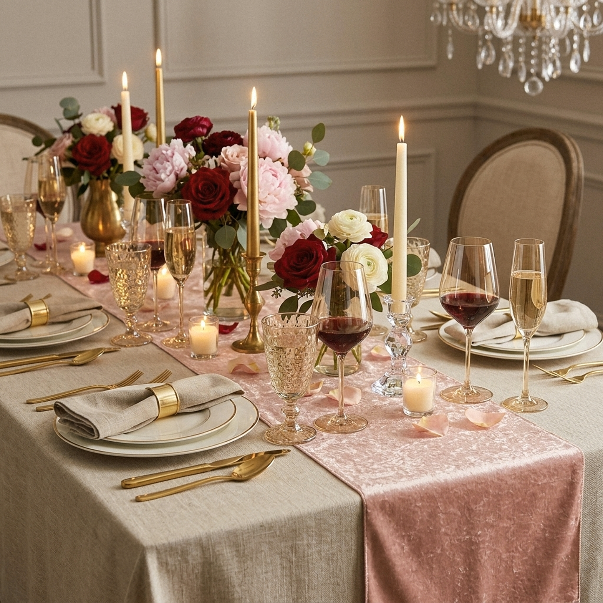 Velvet Table Runner Blush/Rose Gold - CV Linens
