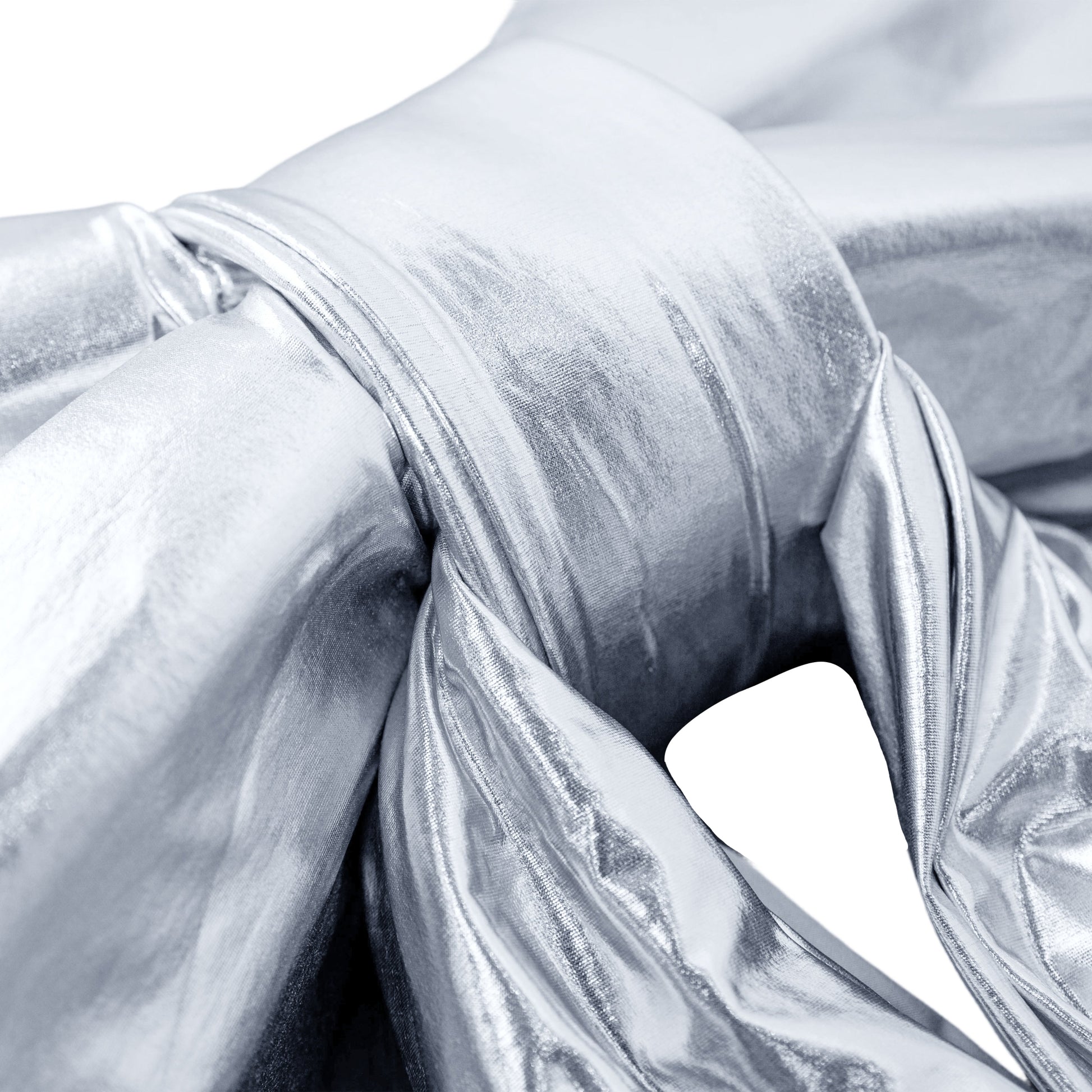 Giant Fabric Bow for Backdrop Metallic Silver middle close up